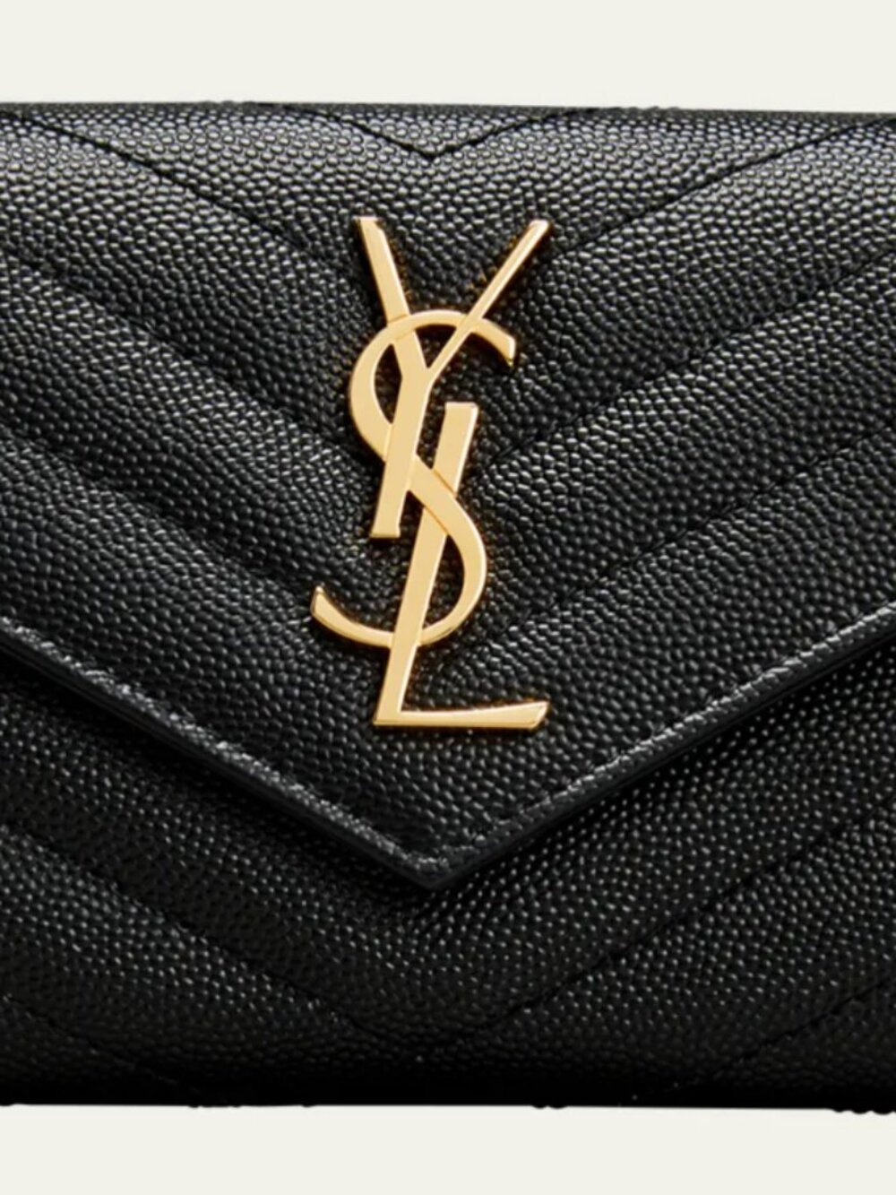 YSL Monogram Trifold Wallet in Grained Leather